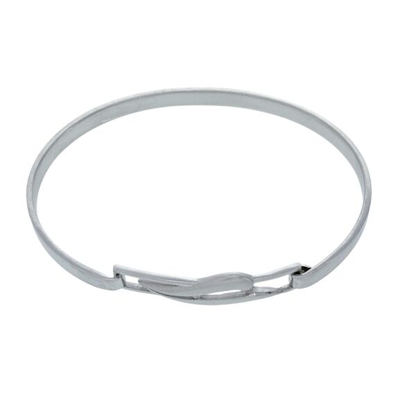 Vintage Sterling Silver 925 Diamond Modernist Bangle Bracelet 6.5" - Picture 2 of 7